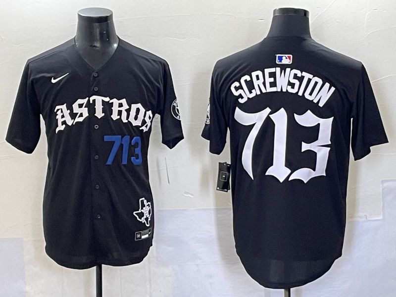 Men 2025 Houston Astros 713 Screwston Black Seven generations Joint Name Nike MLB Jersey style 2
